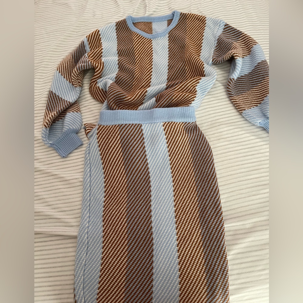 Women sweater and skirt matching